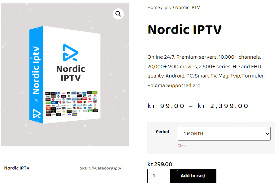  tap the Add to cart button to get Nordic IPTV