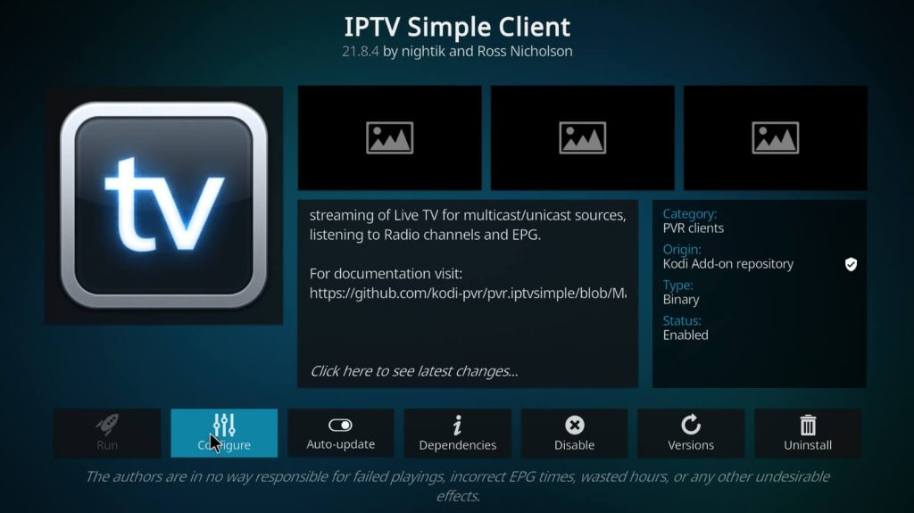 Configure IPTV Simple Client