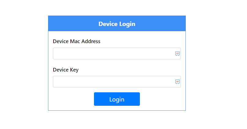 Enter your Device MAC address and Device Key 