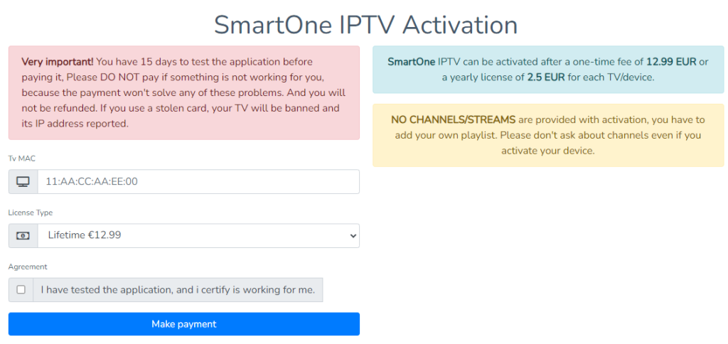 Activate the SmartOne IPTV Player