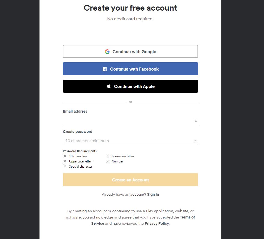 Tap the Create an Account button