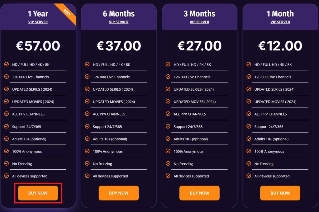 Crown IPTV plans