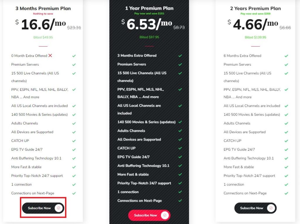 Level Up IPTV packages