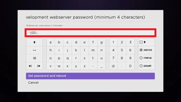 Create the webserver password - IPTV on Roku