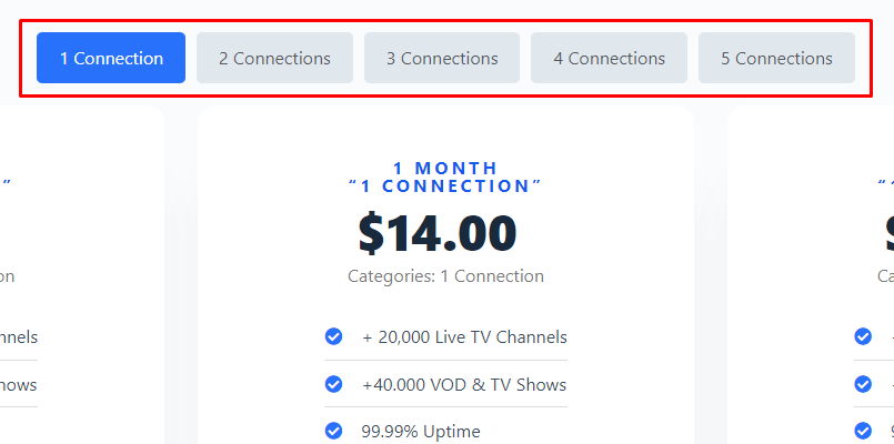 Select connections per Xcodes IPTV subscription